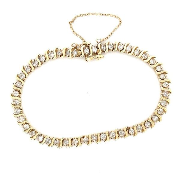 Gorgeous 14K Gold Diamond Tennis Bracelet - Picture 1 of 10